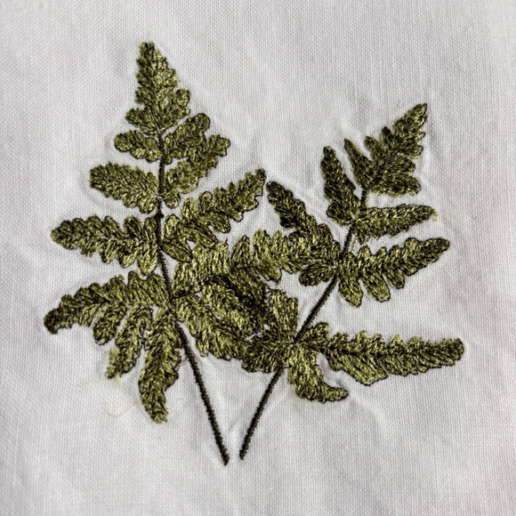 Vintage Fern Frond  Embroidered Tea Towel - Picture 2 of 6